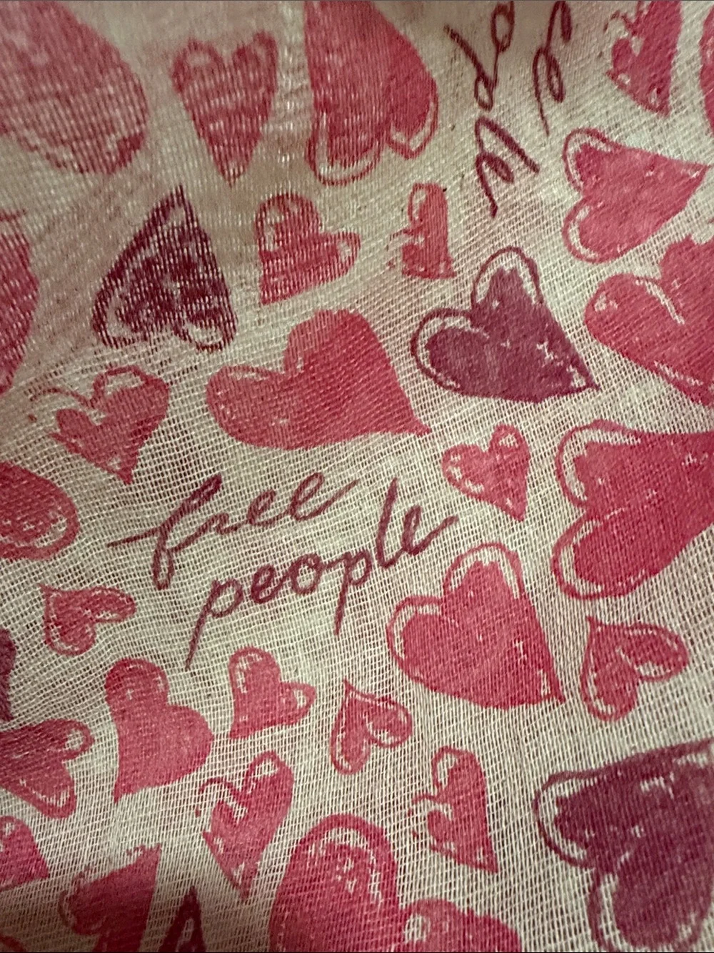 Free People Pink Heart-Print Shoulder Hobo Bag